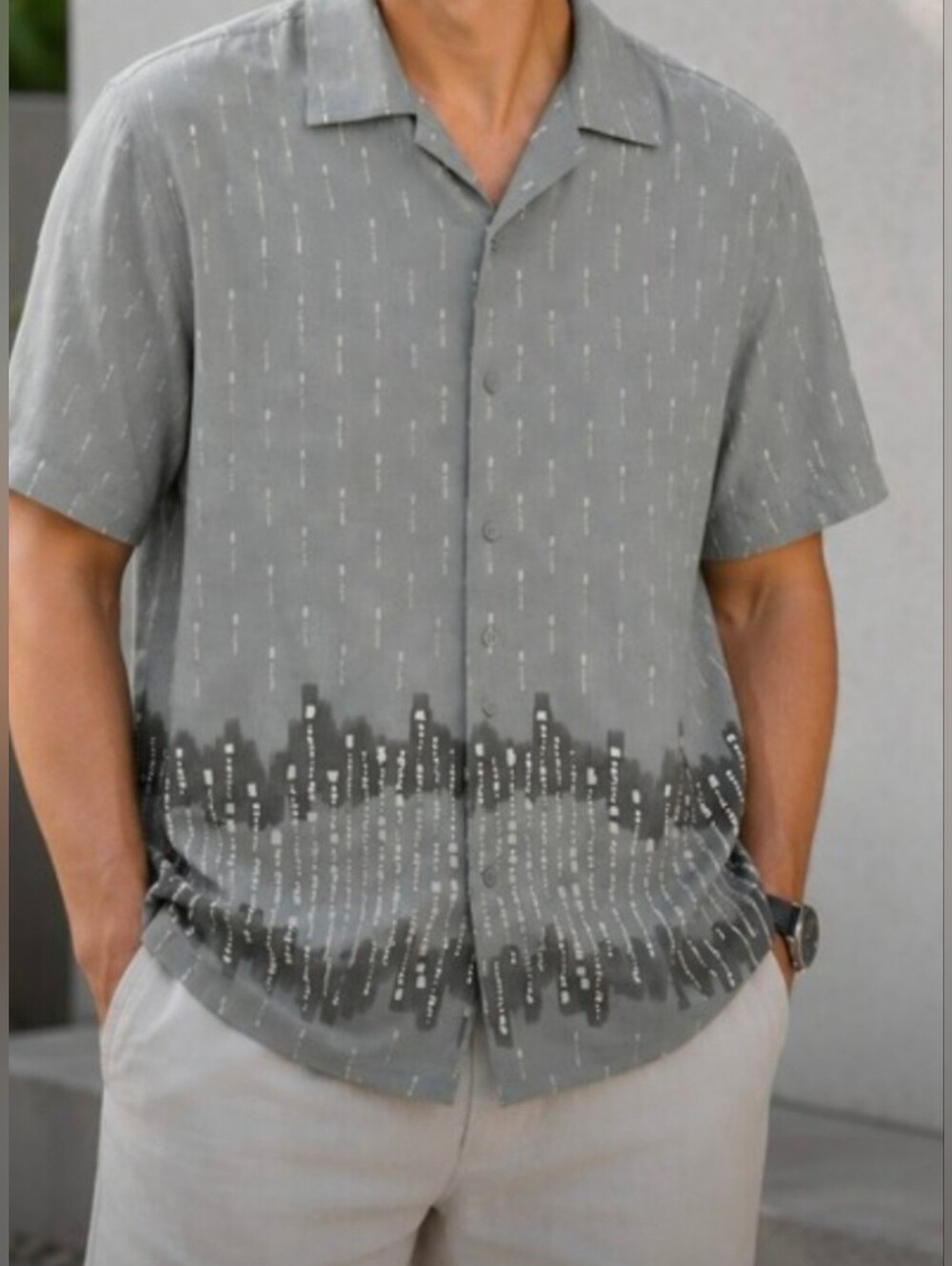 ManhattAn- Men’s Sage Short-Sleeve Button-Up Shirt Size MED